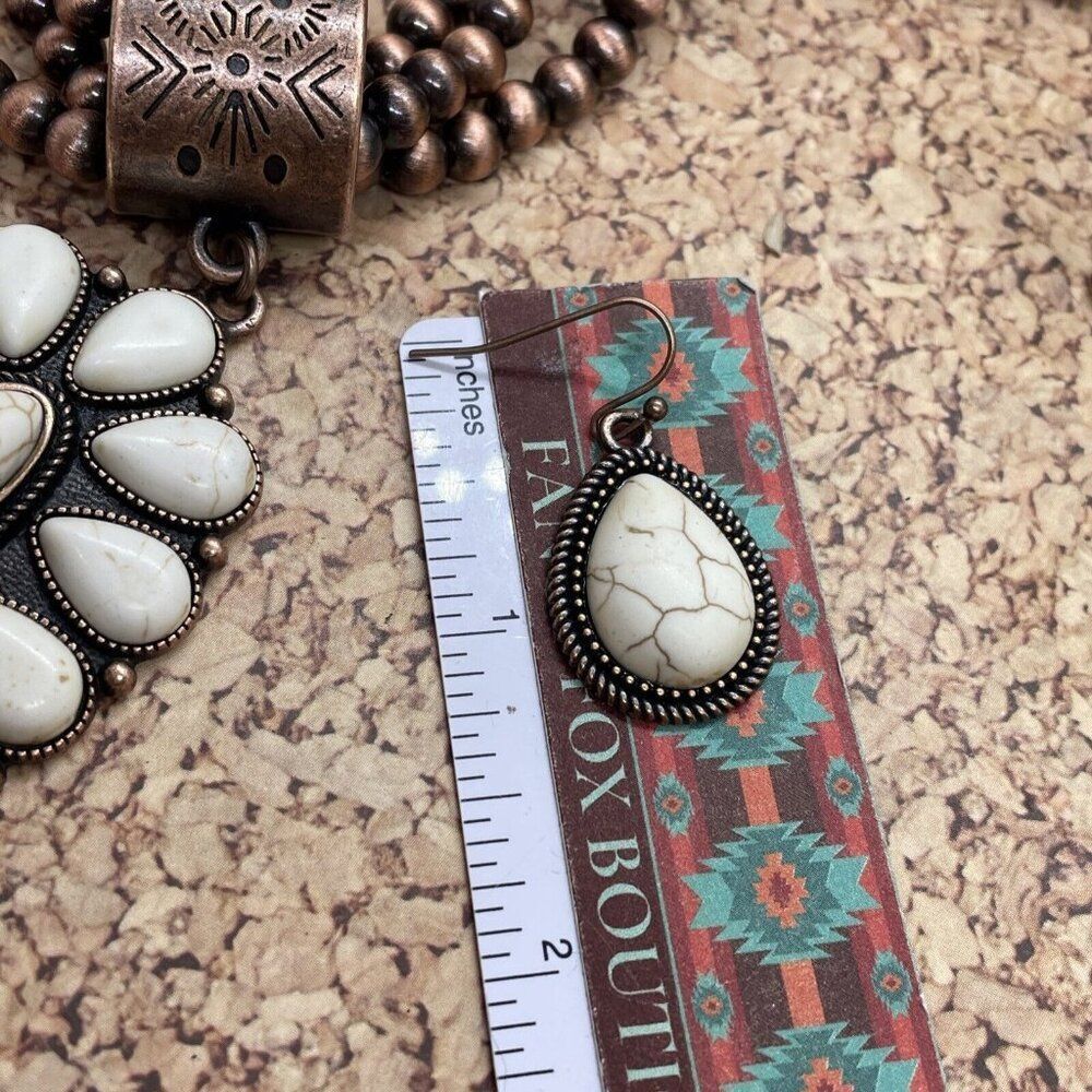 Western SQUASH BLOSSOM COPPER BUFFALO NECKLACE EARRING SOUTHWEST Set Bracelet Ne - Picture 15 of 16